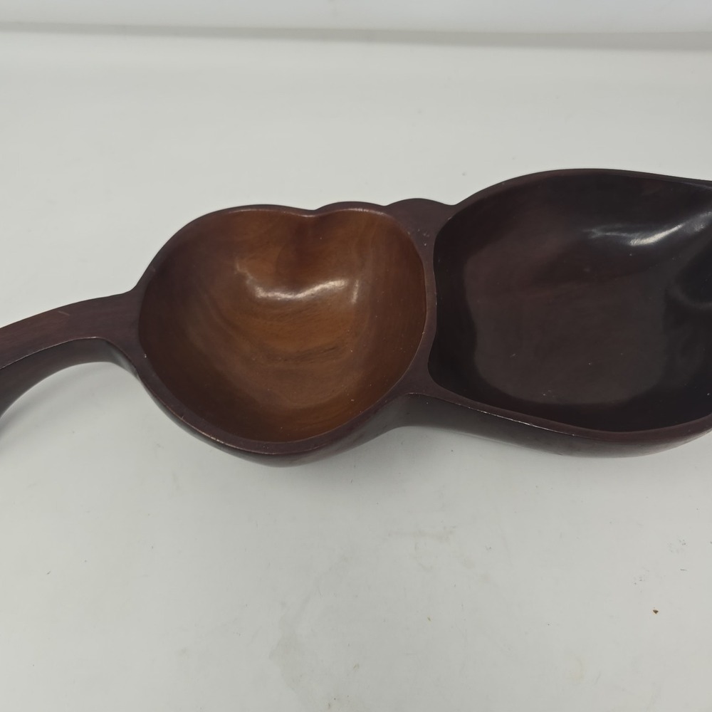 Vtg Wood Bowl, Mahogany from Haiti. Hand carved Leaf shape - Picture 4 of 11